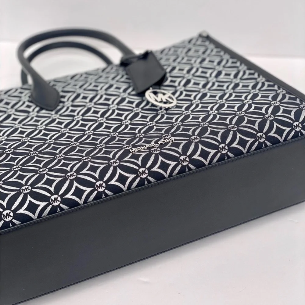 Michael Kors Mirella Medium Metallic Logo Jacquard Tote Bag